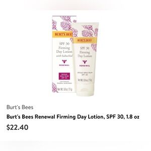NEW Burt's Bees Renewal Firming Day Lotion, SPF 30, 1.8 oz and Nivea lip balm